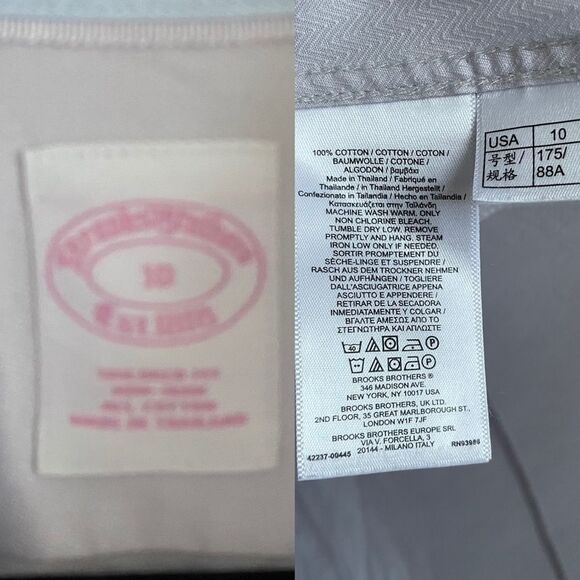 BROOKS BROTHERS Grey Cotton Button Front Long Sleeve Shirt Blouse 10 - Picture 8 of 10